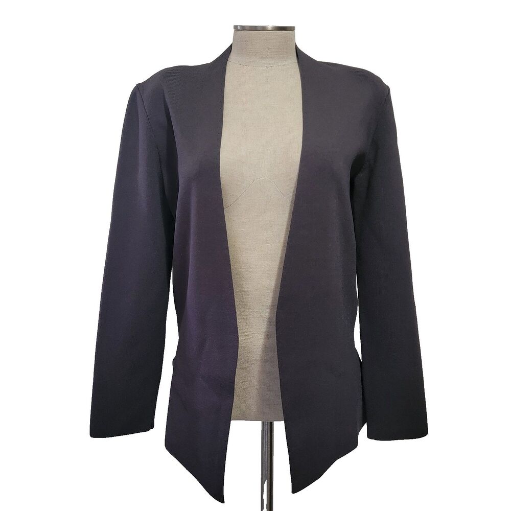 MM Lafleur Women's Woolf Open Front Jardigan Charcoal Gray Sweater Cardigan Sz L
